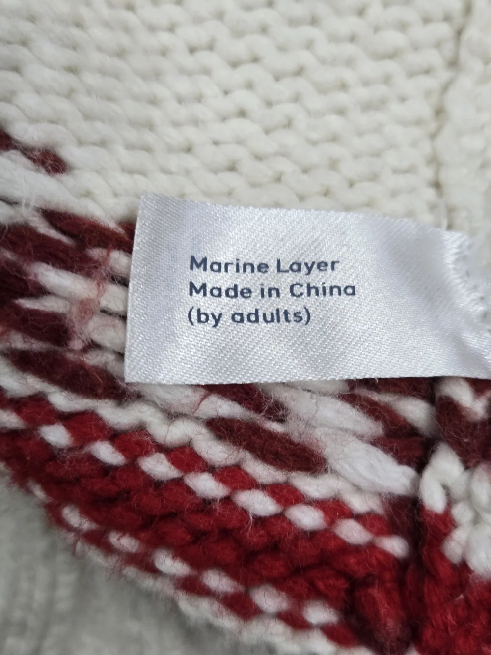 Marine Layer Brooklyn Shawl Collar Cardigan Sweater Cream Red Nortic Fwir Isle S